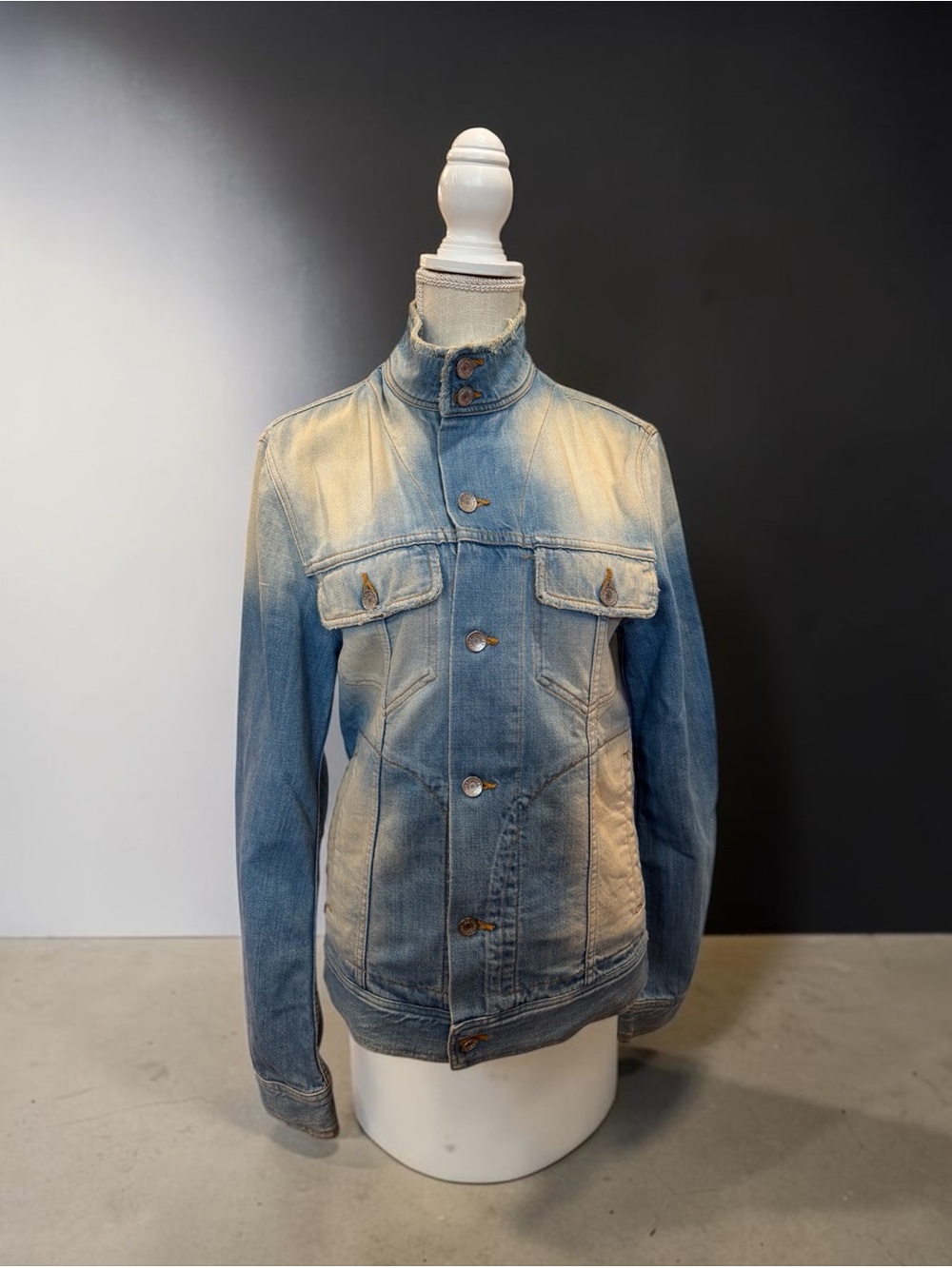 Dolce & Gabbana Light Blue and Cream Washed Denim Jacket